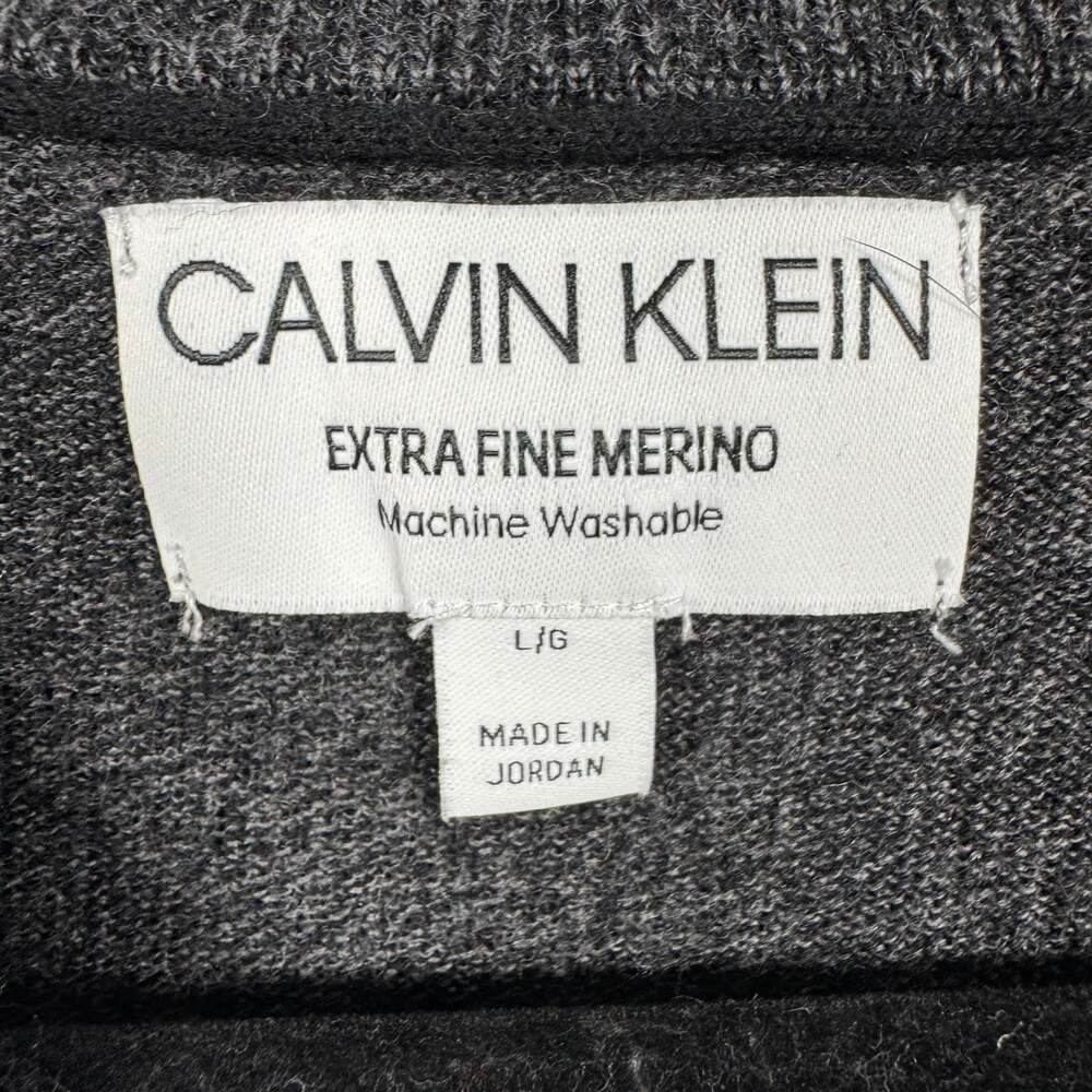Calvin Klein Men's Gray Extra Fine Merino Wool V-Neck Sweater - Picture 3 of 6